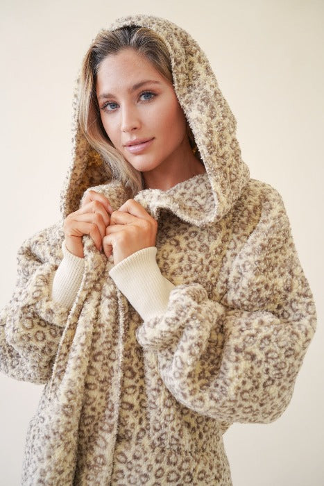 Faux fur plush hooded jackets with pockets - Assorted colors