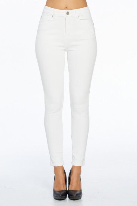 High Rise Cropped Skinny Jeans - White - FrouFrou Couture
