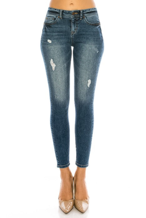 Mid Rise Push Up Ankle Skinny Jeans - EP3128 - FrouFrou Couture