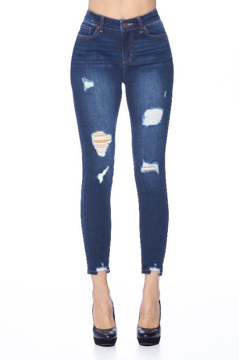 Chewed Hem High-Rise Ankle Skinny Jeans - FrouFrou Couture