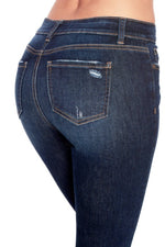 Distressed Super Soft Moto Skinny Jeans with Side Zipper - FrouFrou Couture