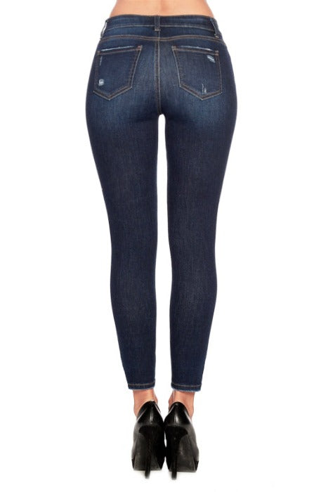 Distressed Super Soft Moto Skinny Jeans with Side Zipper - FrouFrou Couture