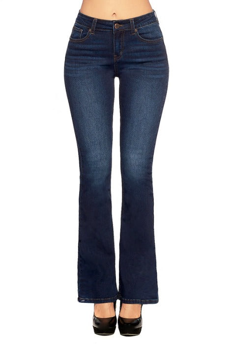 High Rise Solid Bootcut Jeans - EP3186 - FrouFrou Couture
