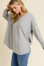 Grey Loose Fit V-Neck Tunic