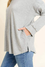 Grey Loose Fit V-Neck Tunic