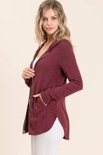 Tiger Brush Zippered Hoodie - WINE