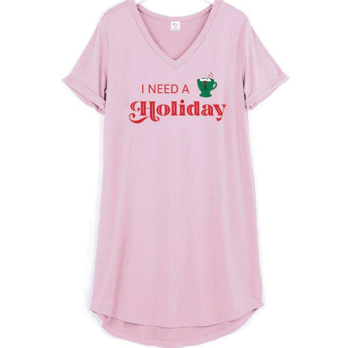 Holiday V-Neck Sleep Shirt - Assorted Prints