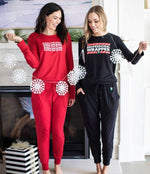 Hello Mello Best Day Ever Holiday Edition Lounge Pants Winter Joggers and Sweater for Women and Girls with Gift Bag