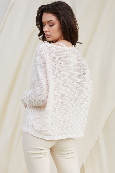 Ivory Open Boat Neck Knit Top