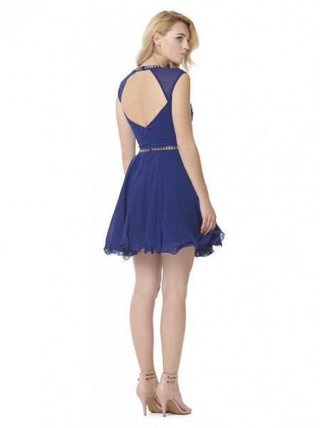 Beaded Sleevless Chiffon Skater Dress - FrouFrou Couture