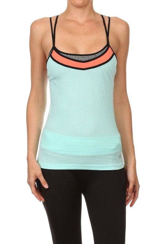 Multi Tone, Double Strap Tank with Bra - FrouFrou Couture