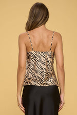 Satin Zebra Print Tank Top - Made in USA