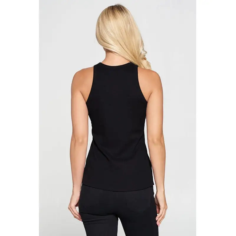 Racer Back Rib Knit Tank Top - Renee - MADE IN USA
