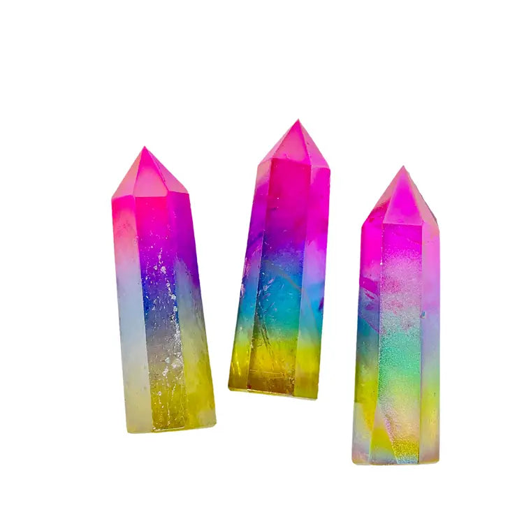 Limited Edition Rainbow Aura Quartz Crystal Point Tower