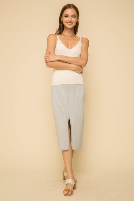 Grey Sweater Skirt with slit = Medium