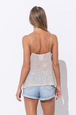 Sequin Cowlneck Tank Top