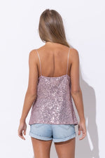 Sequin Cowlneck Tank Top