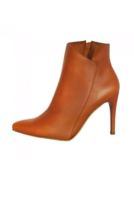 Stivali Radiance,  Handcrafted Leather Stiletto Booties - Tan- FrouFrou Couture, Soleil's Boutique