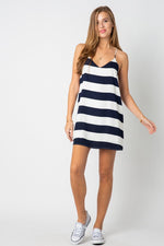 Stripe racer back tunic dress with lining