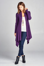 Super Soft Asymmetric Solid Rib Sweater Cardigan - FrouFrou Couture