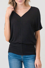 Short Dolman Sleeve V-neck Tops