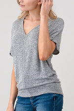 Short Dolman Sleeve V-neck Tops