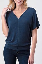 Short Dolman Sleeve V-neck Tops