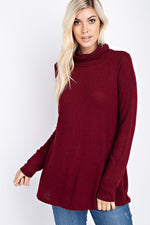 Brushed, two-tone ribbed, turtle neck top - FrouFrou Couture