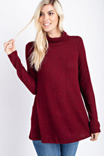 Brushed, two-tone ribbed, turtle neck top - FrouFrou Couture