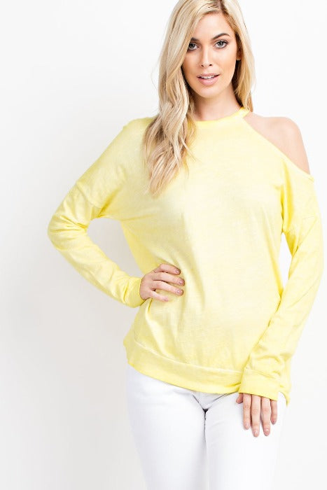 Single Shoulder Loose Fit Top - Yellow - FrouFrou Couture