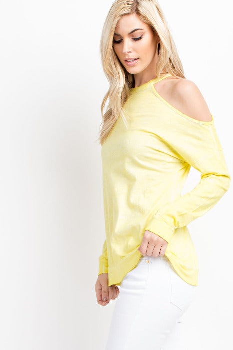 Single Shoulder Loose Fit Top - Yellow - FrouFrou Couture