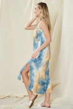 Tie Dye Rib Blue Maxi Tank Dress - FrouFrou Couture