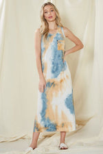 Tie Dye Rib Blue Maxi Tank Dress - FrouFrou Couture