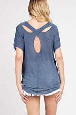 Blue Cutout Back Yoga Top