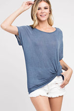 VORTEX WASHED CREPE CUTOUT BACK KNIT TOP - FrouFrou Couture