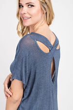 VORTEX WASHED CREPE CUTOUT BACK KNIT TOP - FrouFrou Couture