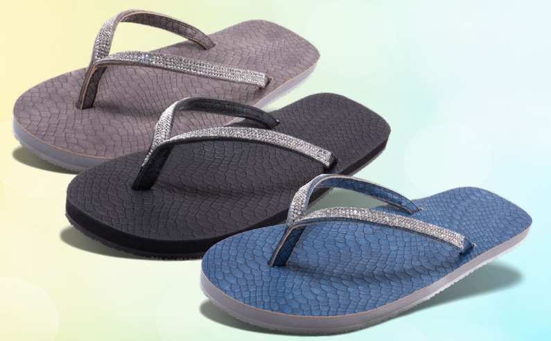 Our Famous Vanna Sandal is back with a chic new look for summer. Same great bling upper and SUPER Comfortable WANDERLUST EVA soles with arch support.