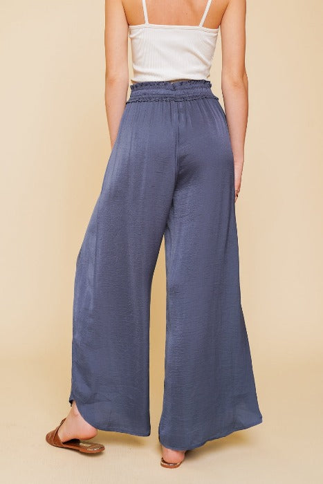 Wide Leg Curtain Satin Pants