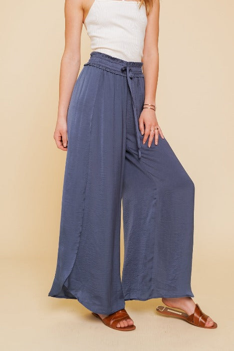 Wide Leg Curtain Satin Pants