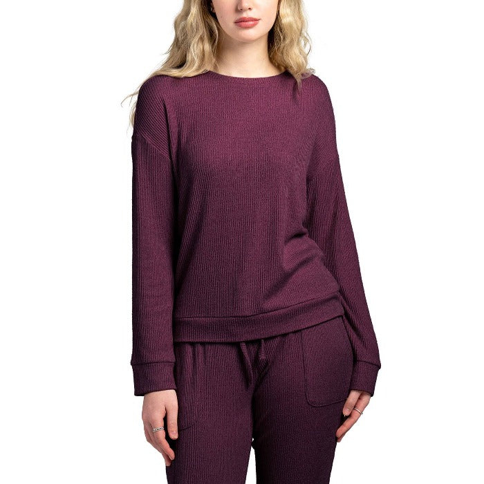 Hello Mello Cuddleblend Sweater: Wine