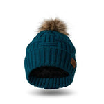 Plush-Lined Knit Hat with Pom