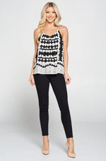 Geo Border Print V-neck Top