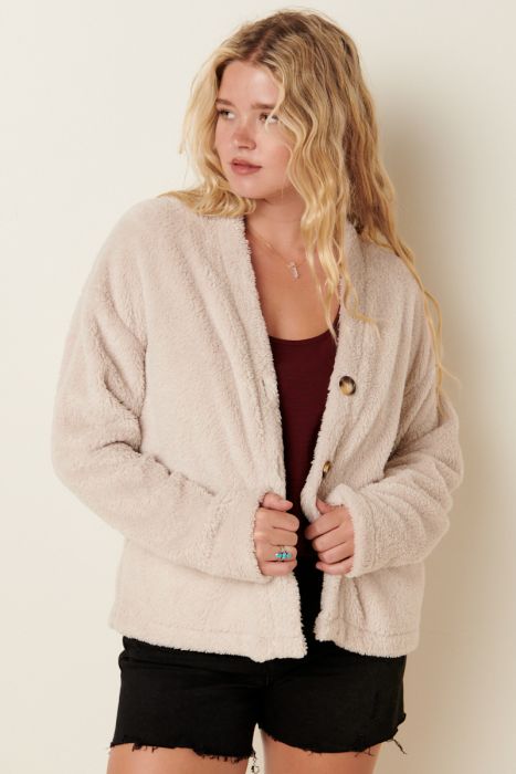 Button Down Fur Cardigan