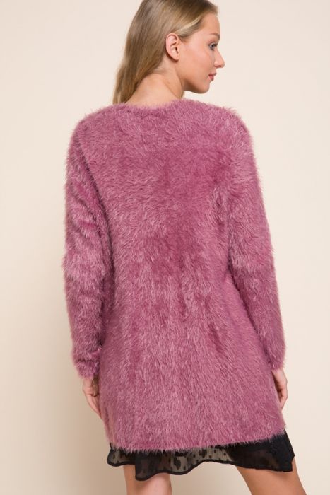 Mauve Fuzzy Sweater Cardigan