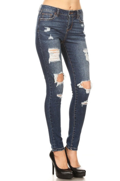 Dark Skinny Jeans with Destructions - FrouFrou Couture