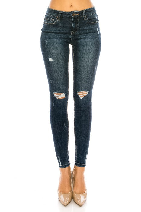 Distressed Mid Skinny Jeans - FrouFrou Couture