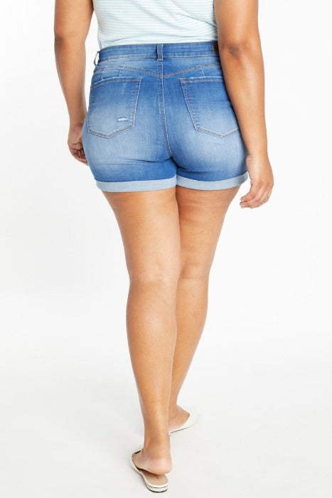 Push Up Mid Rise Denim Shorts - PLUS - WESP3305XL