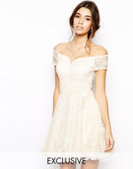 Lace Dress with Bardot Neck - FrouFrou Couture
