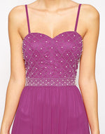 Bandeau Maxi Dress with Beaded Bodice - FrouFrou Couture