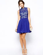 Lace High Neck Prom Dress with Full Skirt - FrouFrou Couture